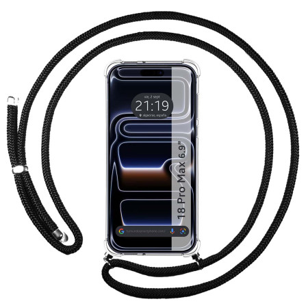 Funda Colgante Transparente para iPhone 18 Pro Max (6.9) con Cordon Negro