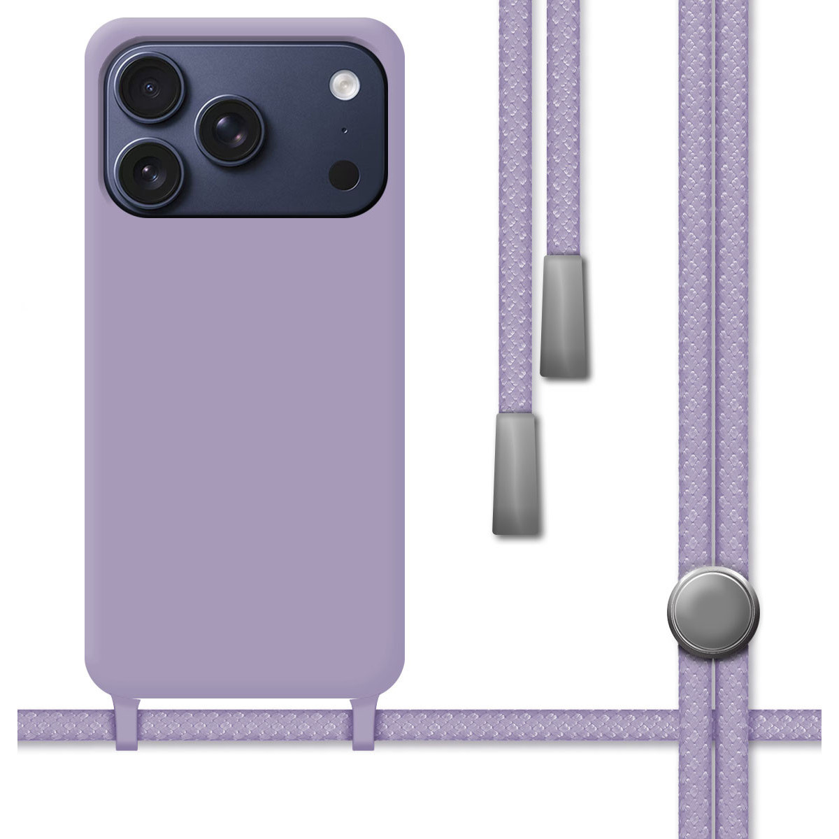 Funda Silicona Líquida con Cordón para iPhone 18 Pro (6.3) color Morada