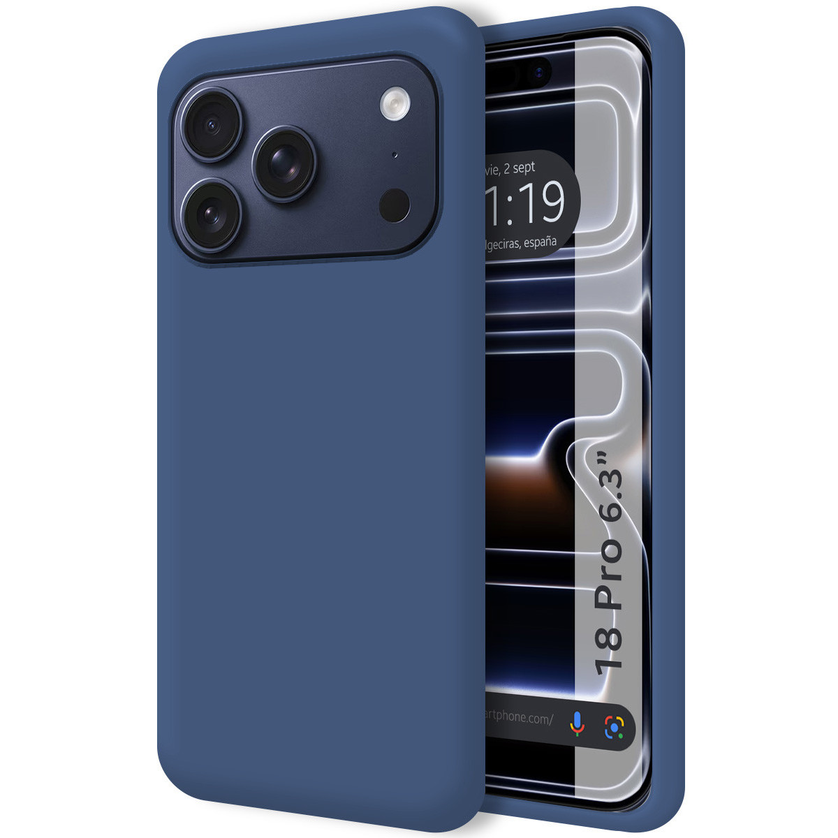 Funda Silicona Líquida Ultra Suave para iPhone 18 Pro (6.3) color Azul