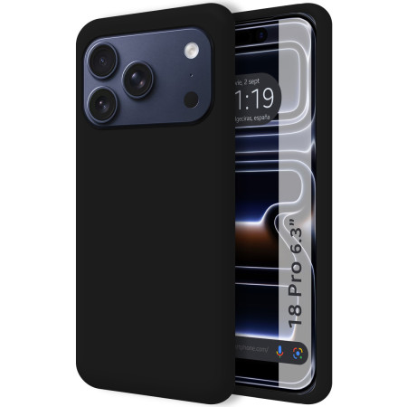 Funda Silicona Líquida Ultra Suave para iPhone 18 Pro (6.3) color Negra