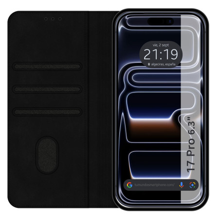 Funda Libro de Polipiel con tarjetero para iPhone 18 Pro (6.3) color Negra