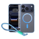 Funda Magnética para iPhone 18 Pro (6.3) Compatible con MagSafe, Bordes Azul y Correa de Seguridad