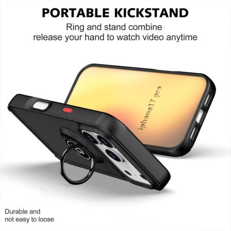 Funda Mate con Borde Negro y Anillo Giratorio 360 para iPhone 18 Pro Max (6.9)