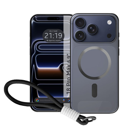 Funda Magnética para iPhone 18 Pro Max (6.9) Compatible con MagSafe, Bordes Negra y Correa de Seguridad