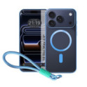 Funda Magnética para iPhone 18 Pro Max (6.9) Compatible con MagSafe, Bordes Azul y Correa de Seguridad