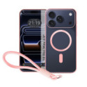 Funda Magnética para iPhone 18 Pro Max (6.9) Compatible con MagSafe, Bordes Rosa y Correa de Seguridad