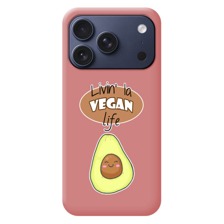 Funda Silicona Líquida Rosa para iPhone 18 Pro (6.3) diseño Vegan Life Dibujos