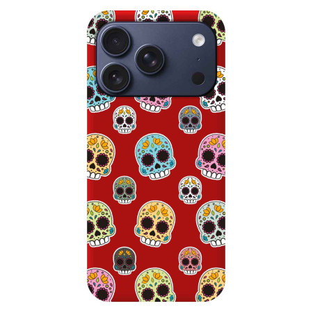 Funda Silicona Líquida Roja para iPhone 18 Pro (6.3) diseño Catrina Dibujos
