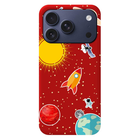 Funda Silicona Líquida Roja para iPhone 18 Pro (6.3) diseño Espacio Dibujos