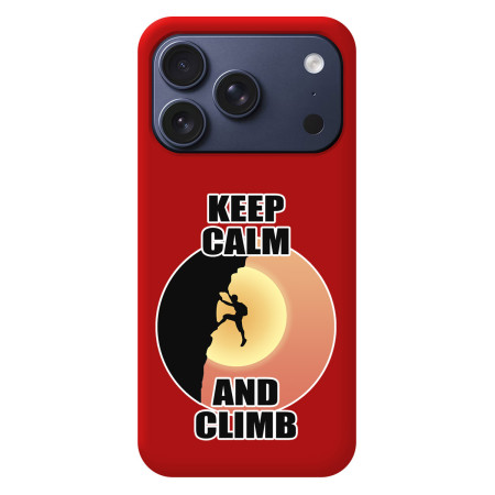 Funda Silicona Líquida Roja para iPhone 18 Pro (6.3) diseño Hombre Escalada Dibujos