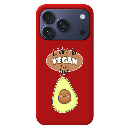 Funda Silicona Líquida Roja para iPhone 18 Pro (6.3) diseño Vegan Life Dibujos