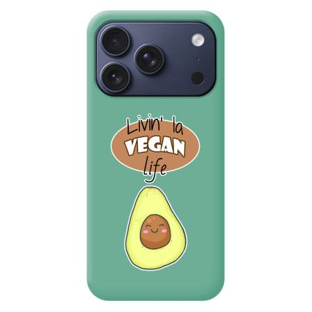Funda Silicona Líquida Verde para iPhone 18 Pro (6.3) diseño Vegan Life Dibujos