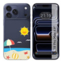 Funda Silicona Transparente para iPhone 18 Pro Max (6.9) diseño Playa Dibujos