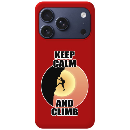 Funda Silicona Líquida Roja para iPhone 18 Pro Max (6.9) diseño Hombre Escalada Dibujos