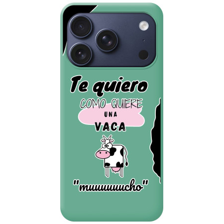 Funda Silicona Líquida Verde para iPhone 18 Pro Max (6.9) diseño Vaca Dibujos