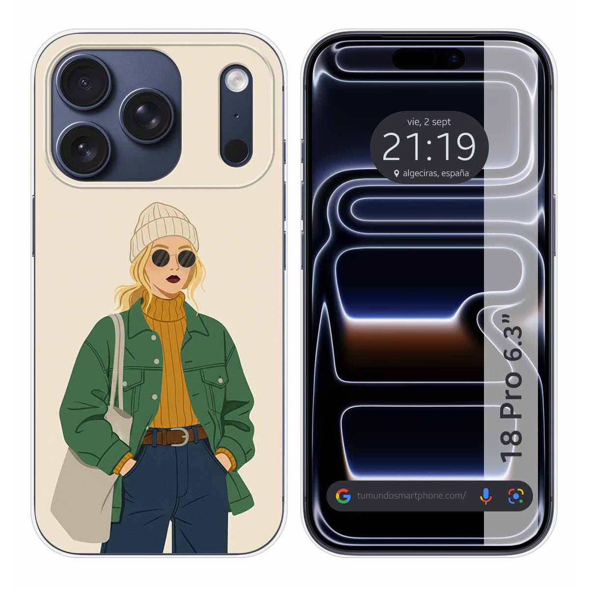 Funda Silicona para iPhone 18 Pro (6.3) diseño Mujer 03 Dibujos