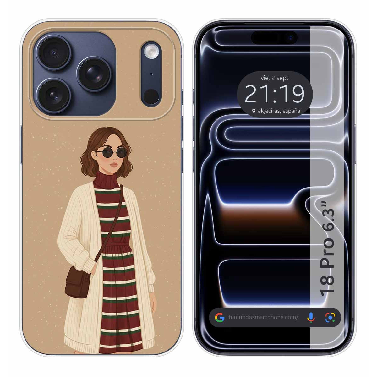 Funda Silicona para iPhone 18 Pro (6.3) diseño Mujer 09 Dibujos