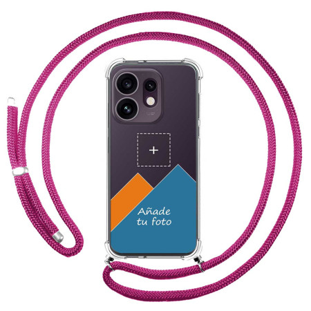 Personaliza tu Funda Colgante Transparente para Oppo Reno 16 5G con Cordon Rosa Fucsia Dibujo Personalizada