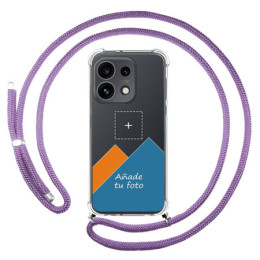 Personaliza tu Funda Colgante Transparente para Oppo Reno 16 Pro 5G con Cordon Morado Dibujo Personalizada
