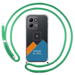 Personaliza tu Funda Colgante Transparente para Xiaomi Redmi 17 4G / 5G con Cordon Verde Agua Dibujo Personalizada