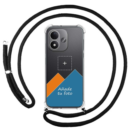 Personaliza tu Funda Colgante Transparente para Xiaomi Redmi Note 17 4G / 5G con Cordon Negro Dibujo Personalizada