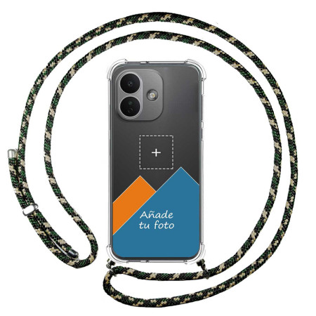 Personaliza tu Funda Colgante Transparente para Xiaomi Redmi Note 17 Pro 5G con Cordon Verde / Dorado Dibujo Personalizada