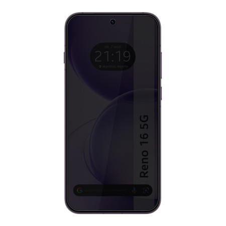 Protector Cristal Templado Completo 5D Antiespías para Oppo Reno 16 5G Vidrio