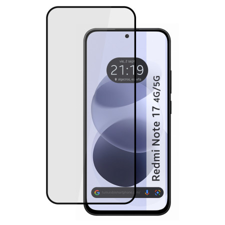 Protector Cristal Templado Completo 5D Full Glue Negro para Xiaomi Redmi Note 17 4G / 5G Vidrio