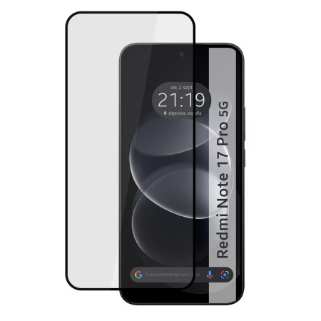 Protector Cristal Templado Completo 5D Full Glue Negro para Xiaomi Redmi Note 17 Pro 5G Vidrio