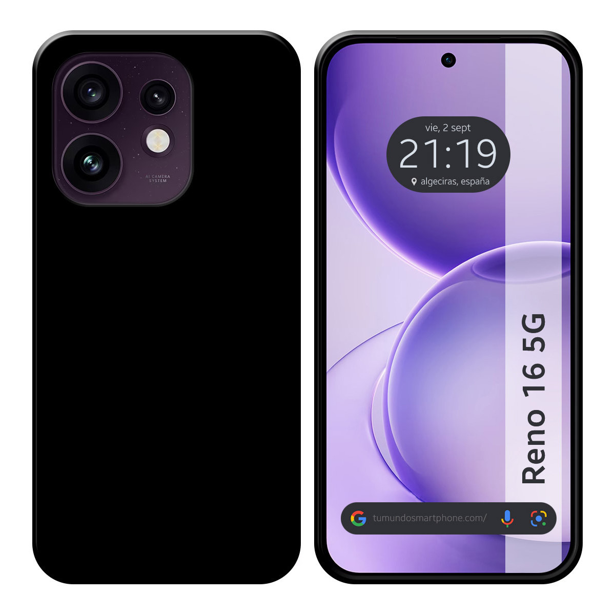 Funda Silicona Gel TPU Negra para Oppo Reno 16 5G