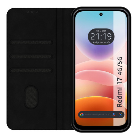 Funda Libro de Polipiel con tarjetero para Xiaomi Redmi 17 4G / 5G color Negra