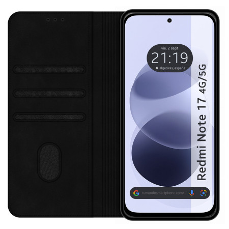 Funda Libro de Polipiel con tarjetero para Xiaomi Redmi Note 17 4G / 5G color Negra
