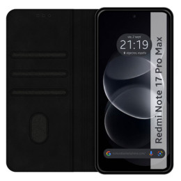 Funda Libro de Polipiel con tarjetero para Xiaomi Redmi Note 17 Pro Max 5G color Negra 2