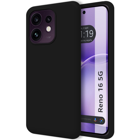 Funda Silicona Líquida Ultra Suave para Oppo Reno 16 5G color Negra