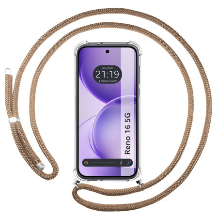 Funda Colgante Transparente para Oppo Reno 16 5G con Cordon Camel