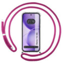 Funda Colgante Transparente para Oppo Reno 16 5G con Cordon Rosa Fucsia