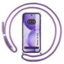 Funda Colgante Transparente para Oppo Reno 16 5G con Cordon Morado