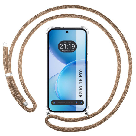Funda Colgante Transparente para Oppo Reno 16 Pro 5G con Cordon Camel