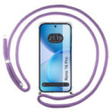 Funda Colgante Transparente para Oppo Reno 16 Pro 5G con Cordon Morado