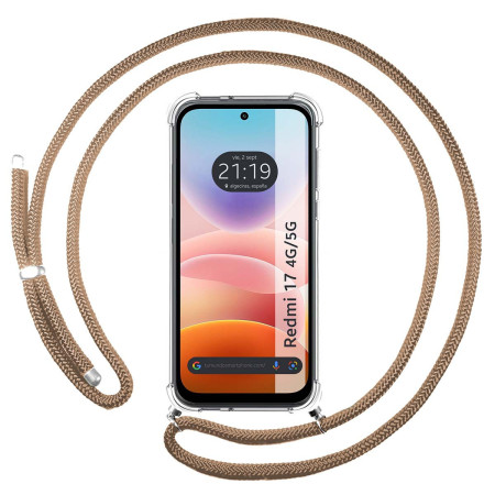 Funda Colgante Transparente para Xiaomi Redmi 17 4G / 5G con Cordon Camel