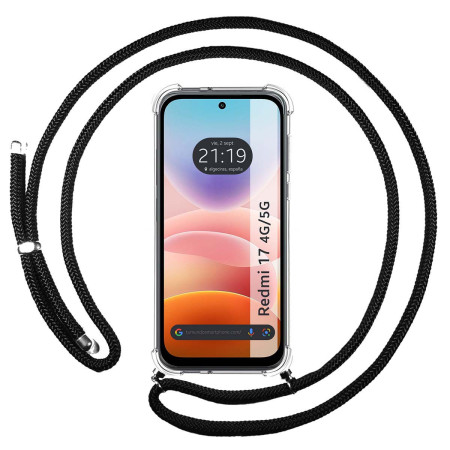 Funda Colgante Transparente para Xiaomi Redmi 17 4G / 5G con Cordon Negro