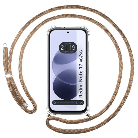 Funda Colgante Transparente para Xiaomi Redmi Note 17 4G / 5G con Cordon Camel