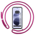 Funda Colgante Transparente para Xiaomi Redmi Note 17 4G / 5G con Cordon Rosa Fucsia