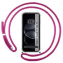 Funda Colgante Transparente para Xiaomi Redmi Note 17 Pro 5G con Cordon Rosa Fucsia