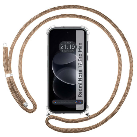 Funda Colgante Transparente para Xiaomi Redmi Note 17 Pro Max 5G con Cordon Camel