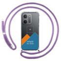 Personaliza tu Funda Colgante Transparente para Xiaomi Redmi 17C 5G con Cordon Morado Dibujo Personalizada