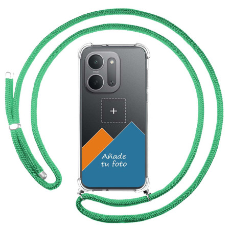 Personaliza tu Funda Colgante Transparente para Xiaomi Redmi 17C 5G con Cordon Verde Agua Dibujo Personalizada