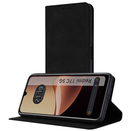 Funda Libro de Polipiel con tarjetero para Xiaomi Redmi 17C 5G color Negra