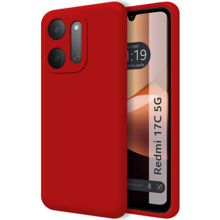 Funda Silicona Líquida Ultra Suave para Xiaomi Redmi 17C 5G color Roja