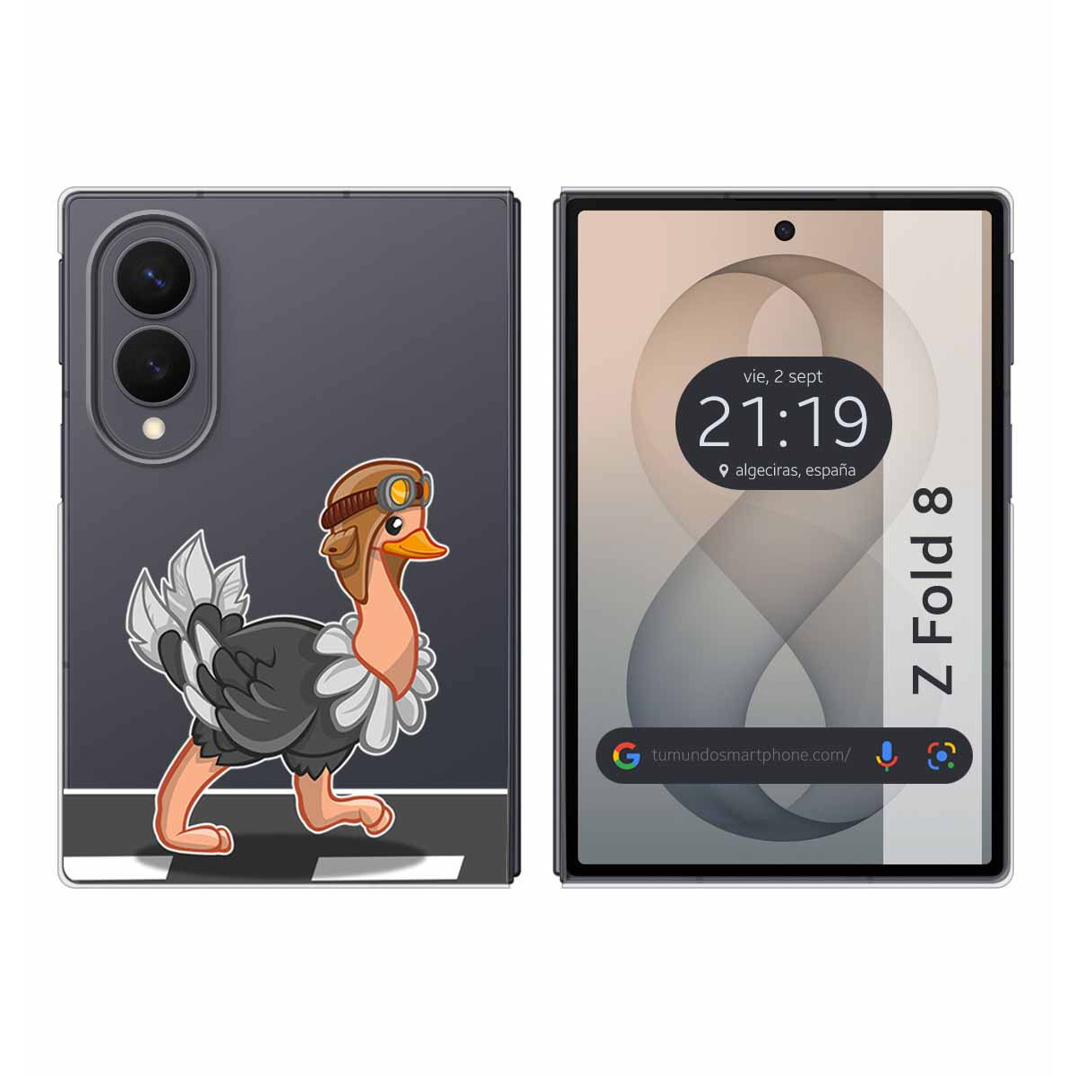 Funda Silicona Transparente para Samsung Galaxy Z Fold 8 5G diseño Avestruz Dibujos